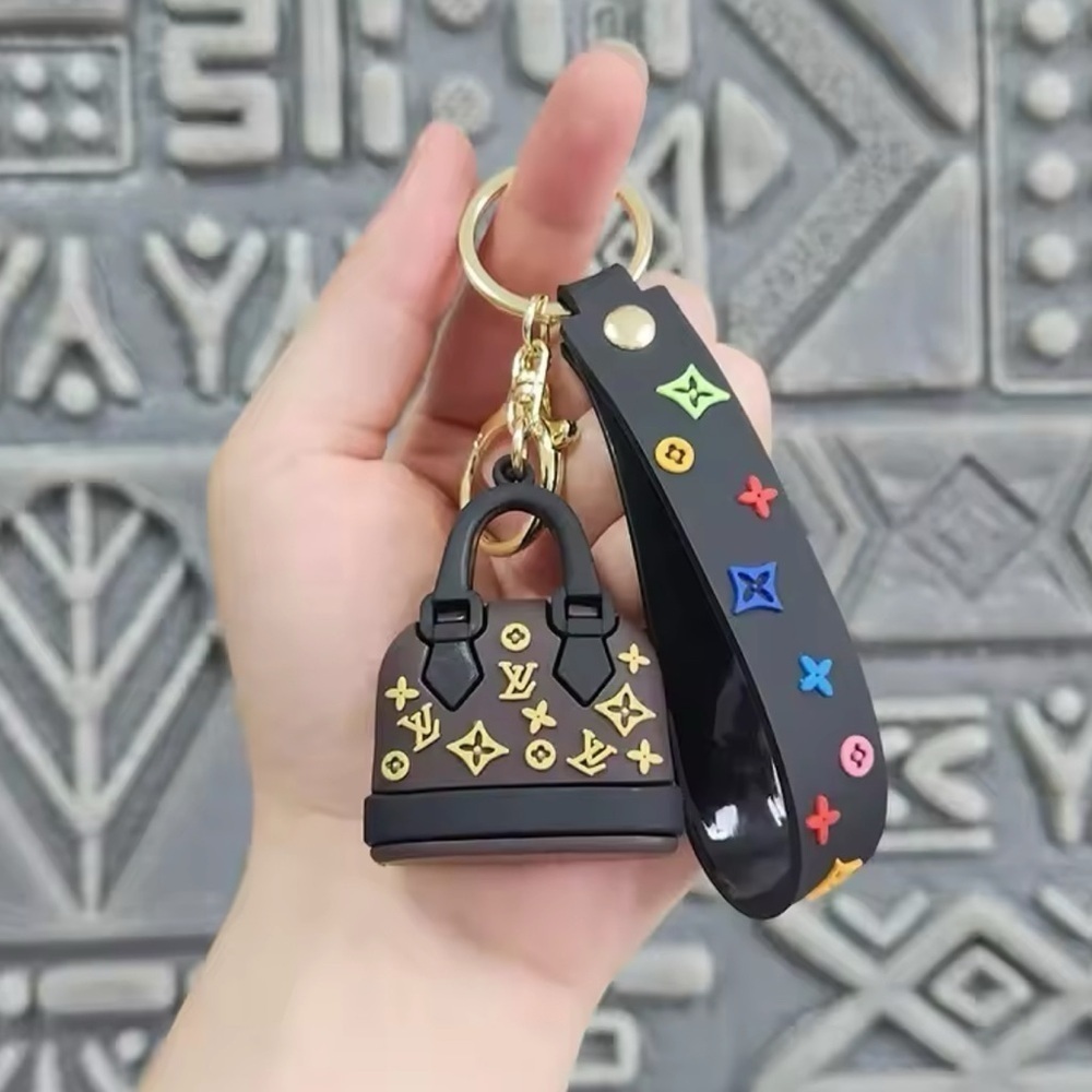 Brown & Black Silicone Monogrammed Luxury Handbag Keychain Handbag Purse Charm